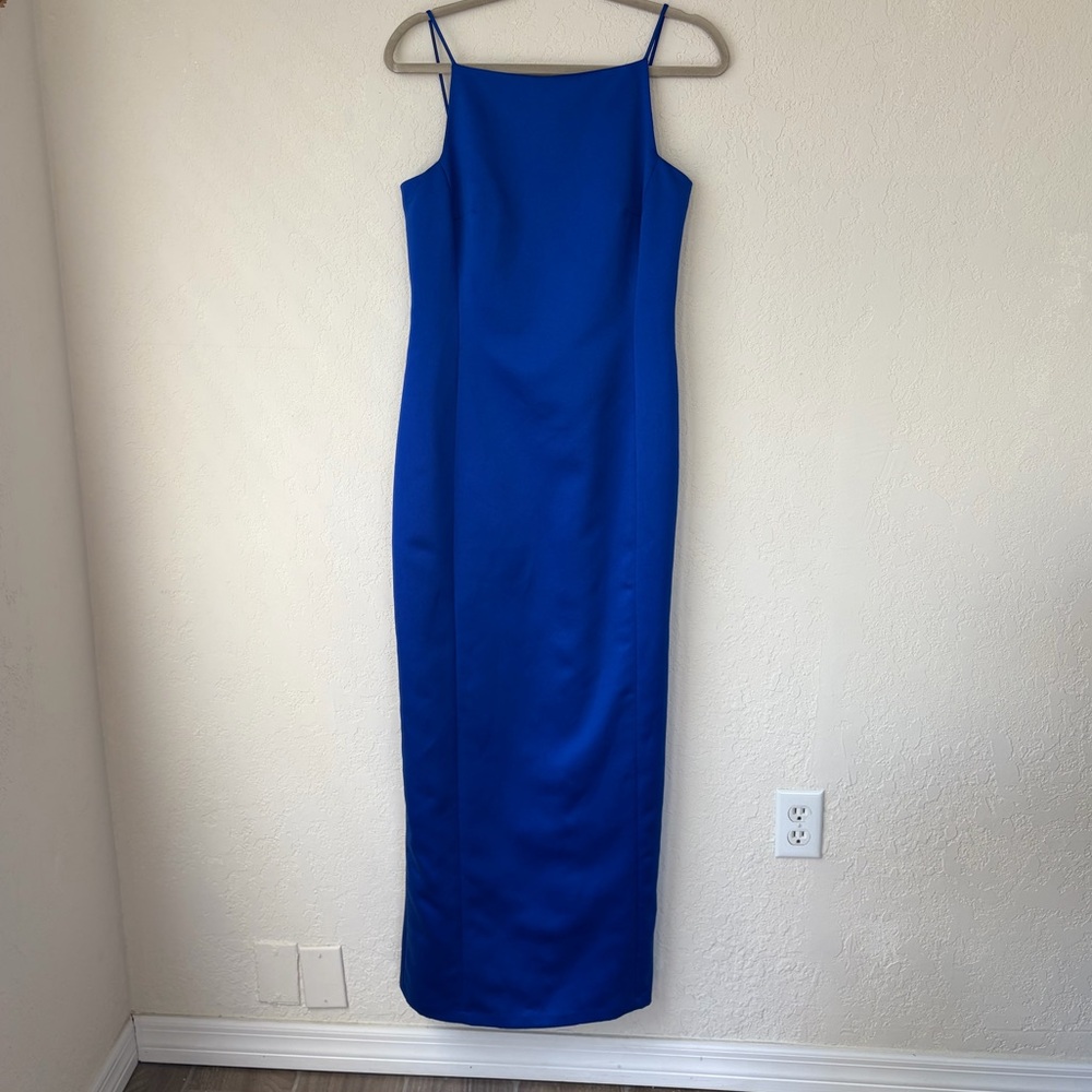 Alex Evenings Cobalt Blue Spaghetti Strap Formal Gown